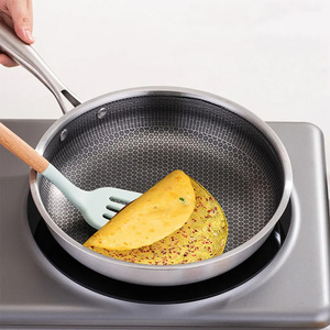 Modern Nonstick Stainless Steel Fry Pan Round Honeycomb Design For Kitchen Cooking Pans And Cookware
