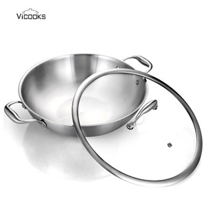 Triply Stainless Steel Woks Stir-Fry Pan