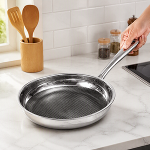 304 Stainless Steel Honeycomb Pan Nonstick Wok Pan Skillet Pan Induction Gas Compatible For Home Restaurant