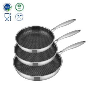 Non Stick Triply 18/10 Stainless Steel Frying Pan Set Kitchen Induction Hybrid Stainless Steel Honeycomb Cooking Pan Skillet Set