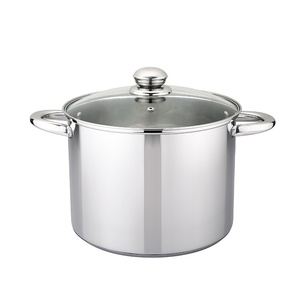 Durability Mirror Polished 18/10 Stainless Steel Stock Pot With Glass Lid