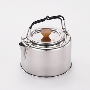 1L Mirror Polished Stainless Steel Portable Boiling Water Kettle With Wood Knob Built-in Tea Strainer