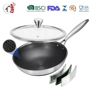 304 Thickened Tri-ply Stainless Steel Honeycomb Wok