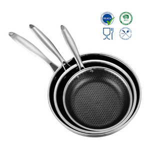 Kitchen Food Grade Non-stick Hybrid 3ply 18/10 Stainless Steel Honeycomb Fry Pans Induction Frying Pan for Restaurant Home