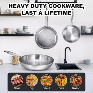 High Quality Non Stick Tri Ply Stainless Steel Frypan